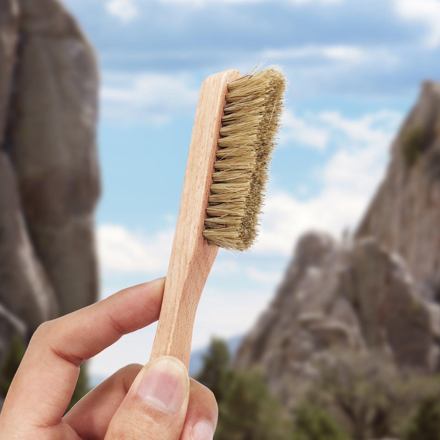 Wooden Rock Climbing Brush | Bouldering Brush with Thick Ultra Durable Boar's Hair Bristles