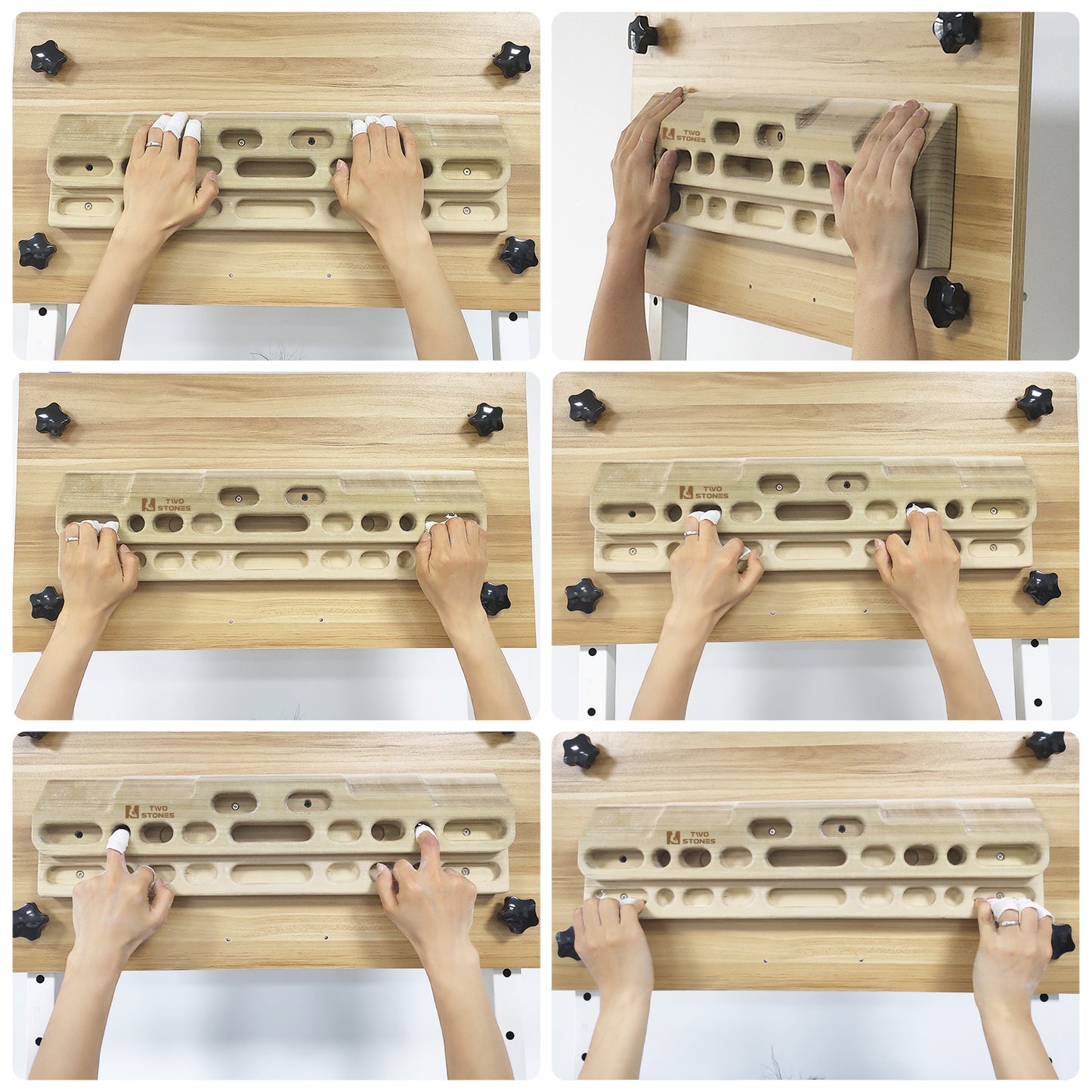 Climbing Hangboard Rock Climbing Training as Climbing Fingerboard with Slopes and Edges and Pockets