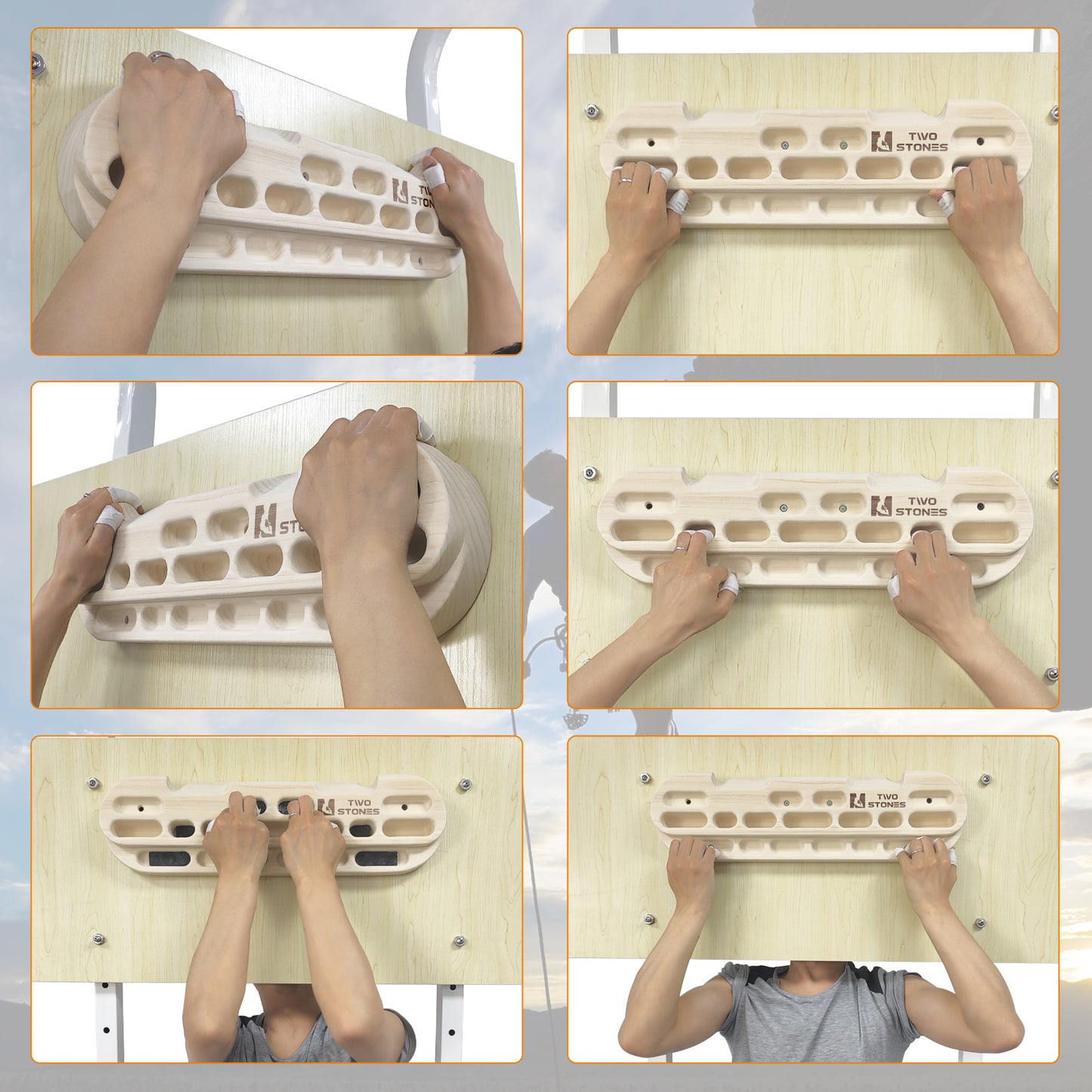 Climbing Hangboard Rock Climbing Training as Climbing Fingerboard with Jugs, Slopes, Edges and Pockets