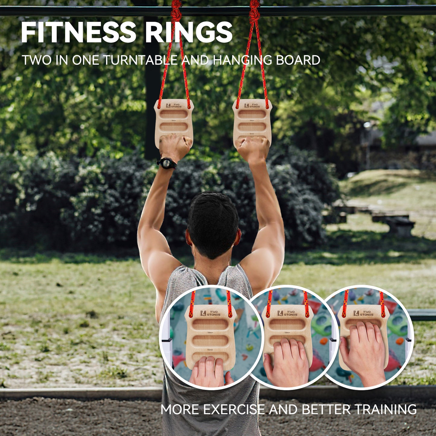 TWO STONES Best Rock Climbing Hangboard | Portable Hangboards | Wooden Hanging Board as Gifts for Rock Climbers