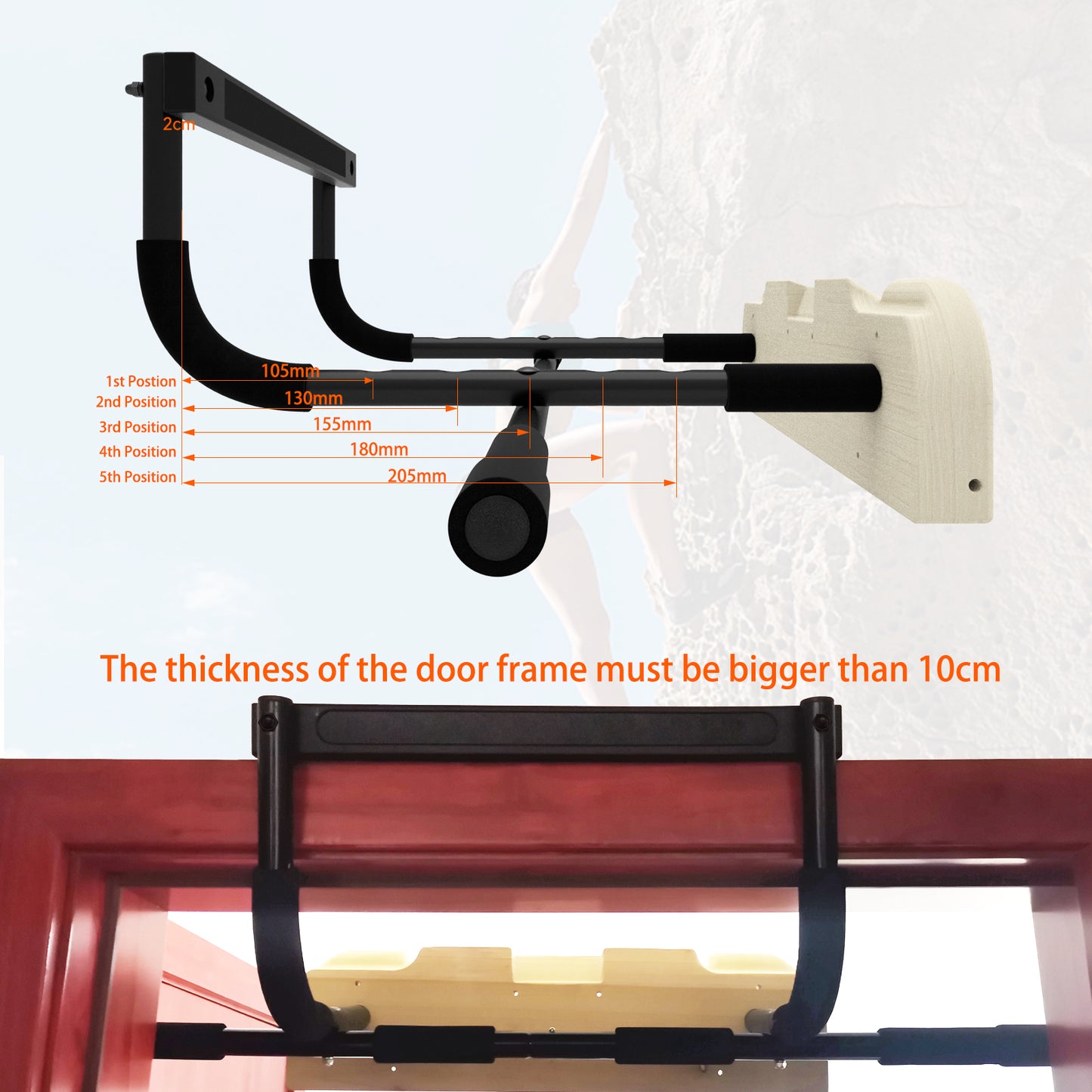 TWO STONES Hangboard Rock Climbing Hangboard with Door Way Pull Up Bar; Including Jugs, Pinches, Pockets, Edges and Slopes for Rock Climbing Training