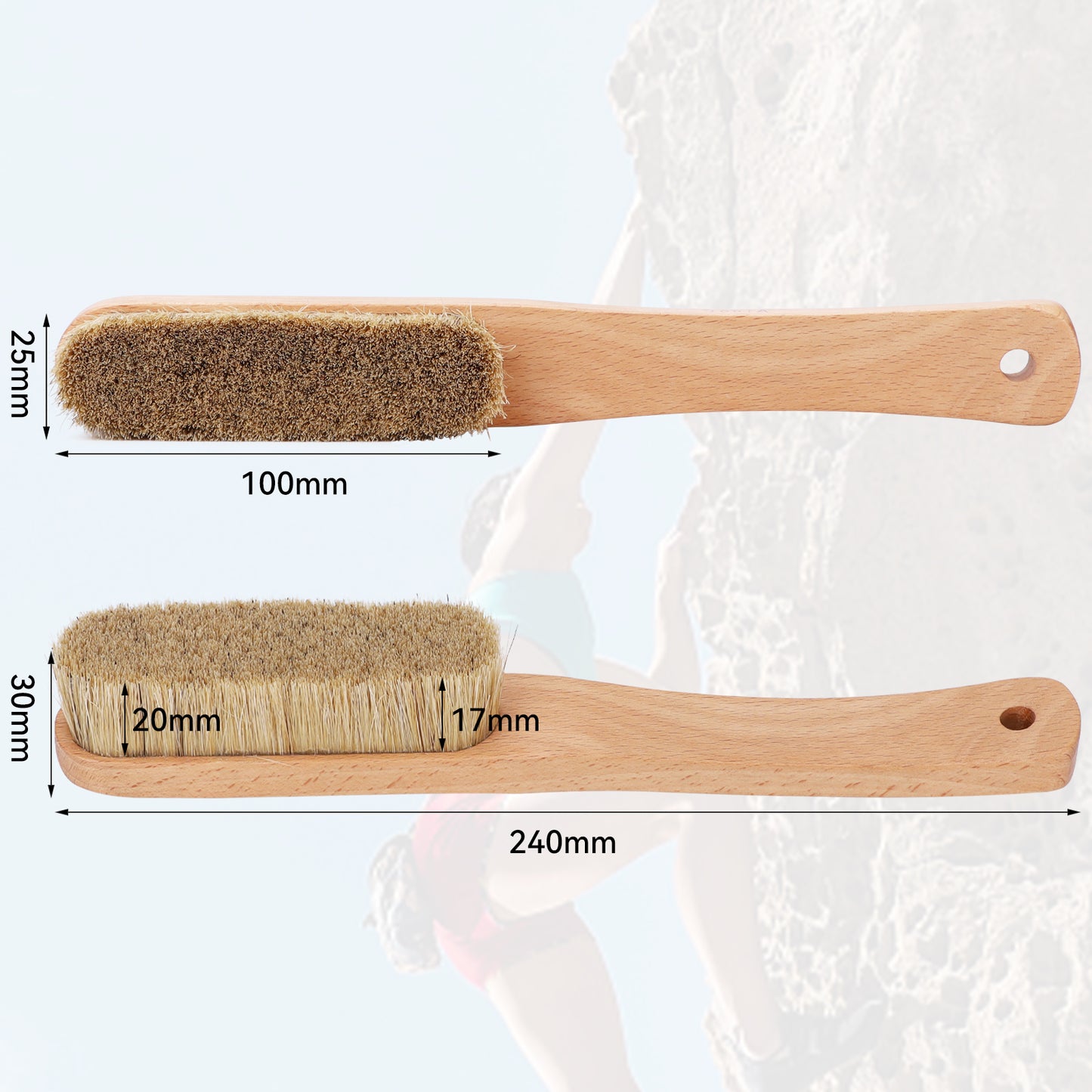 Premium Wooden Bouldering Brush with Strong Handle, Uni-Sex Boulder Brushes as Rock Climbing Gift (CJ-CB2001A-B-TS)