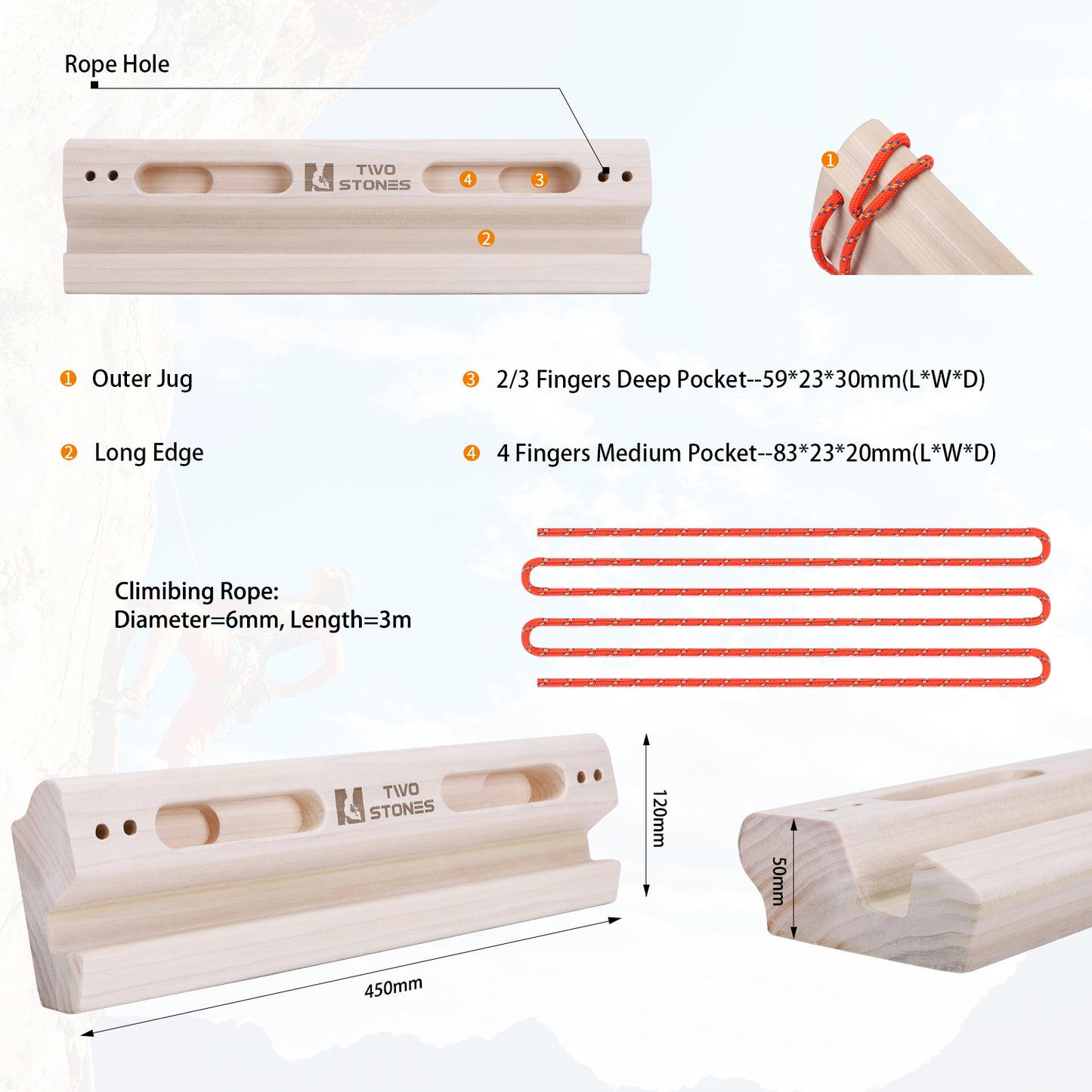 Portable Fingerboard as Rock Climbing Training Boards with Edges and Pockets
