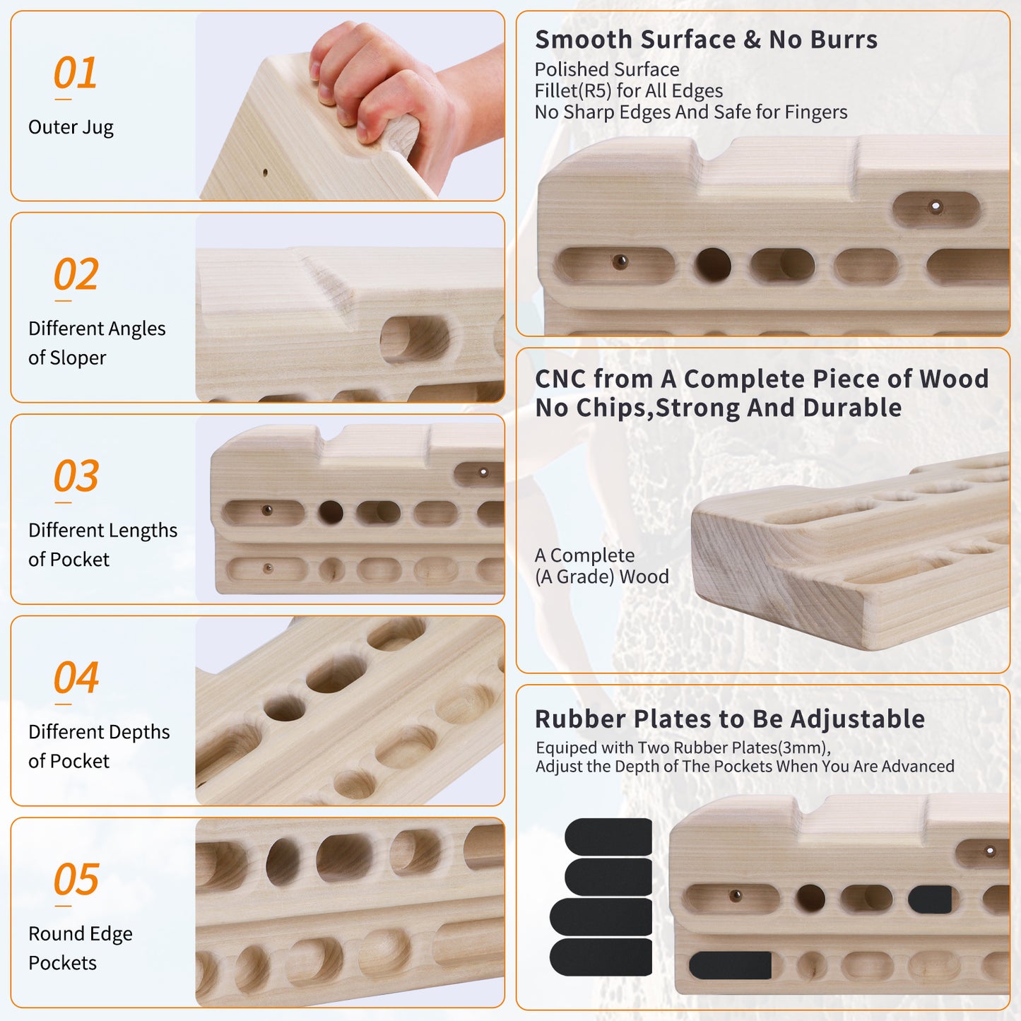 Best Rock Climbing Hangboard | Wooden Climbing Hang Board | Doorway Hanging Board as Gifts for Rock Climbers