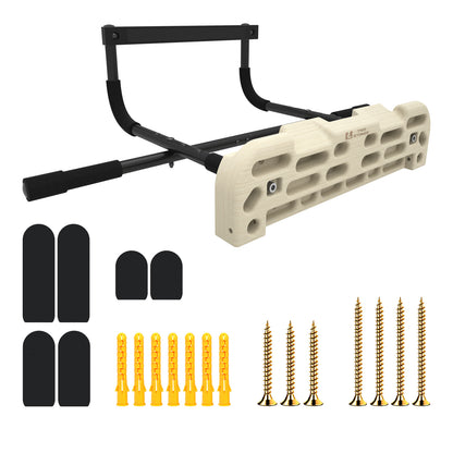TWO STONES Hangboard Rock Climbing Hangboard with Door Way Pull Up Bar; Including Jugs, Pinches, Pockets, Edges and Slopes for Rock Climbing Training
