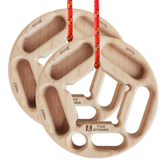 TWO STONES Portable Hangboard | Rock Climbing Training Board with Pockets |  Fitness Rings for Rock Climers
