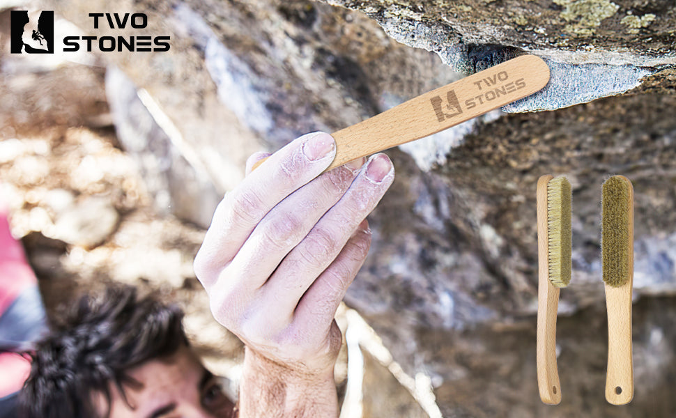 Rock Climbing Brush & Bouldering Brush with Thick Ultra Durable Boar's Hair Bristles and Ergonomic Handle for All Climbing Holds & Climbing Chalk Types Indoor or Outdoor (CJ-CB2001B-A-TS)