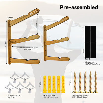 TWO STONES Surfboard Racks for The Wall, Surfboard Rack Hanger Works as a Shortboard, Skimboard & Longboard Hanger or Stand (CJ-OT2304)