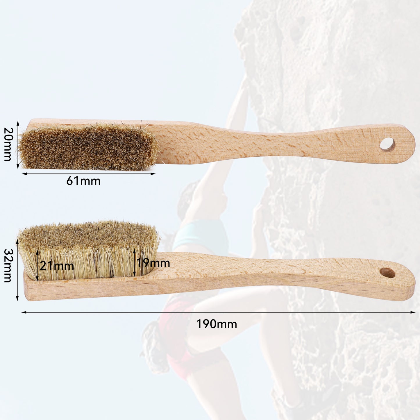 Premium Wooden Bouldering Brush with Strong Handle, Uni-Sex Boulder Brushes as Rock Climbing Gift (CJ-CB2010A-B-TS)