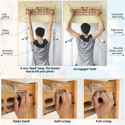 Climbing Hangboard Rock Climbing Training as Climbing Fingerboard with Slopes and Edges and Pockets