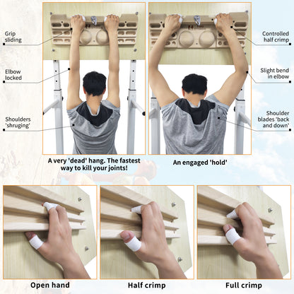 Hangboard Rock Climbing Pull Up Bar Designed Training for Climbing with Jugs, Slopes, Pockets and Edges(CJ-HB2005-TS)