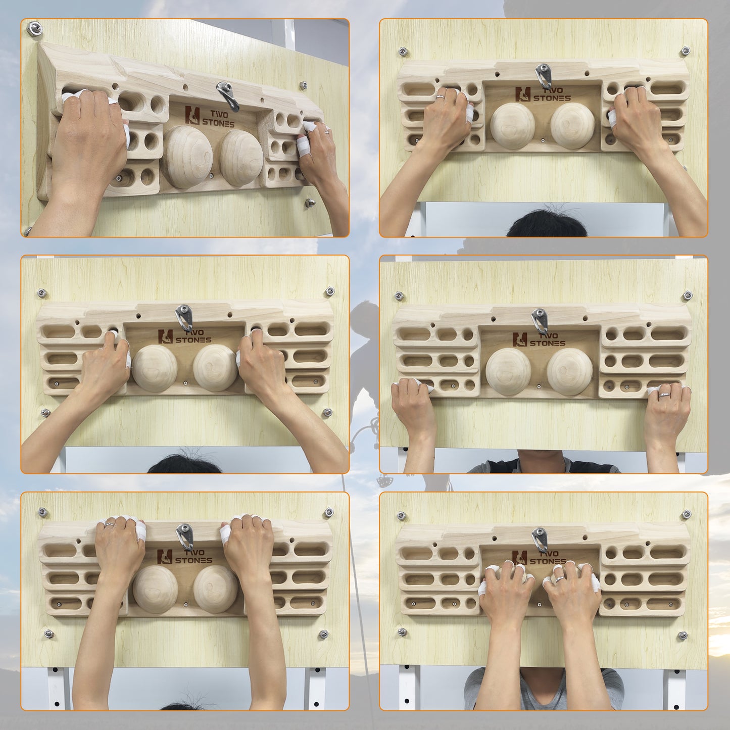 TWO STONES Wooden Hangboard Rock Climbing Pull Up Bar Designed Training for Climbing, Wooden Fingerboard Climbing Training Board