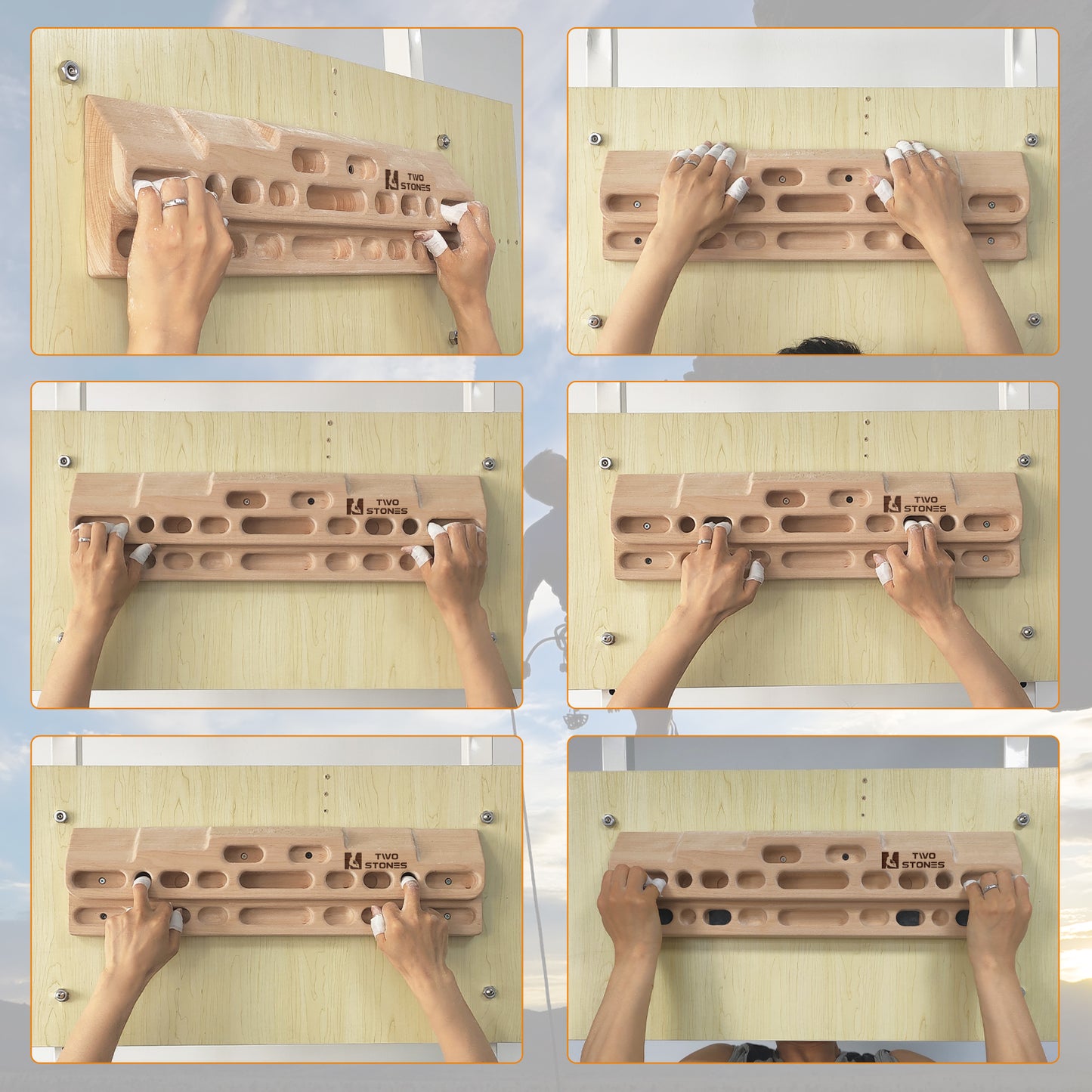 Climbing Hangboard Rock Climbing Training as Climbing Fingerboard with Slopes and Edges and Pockets