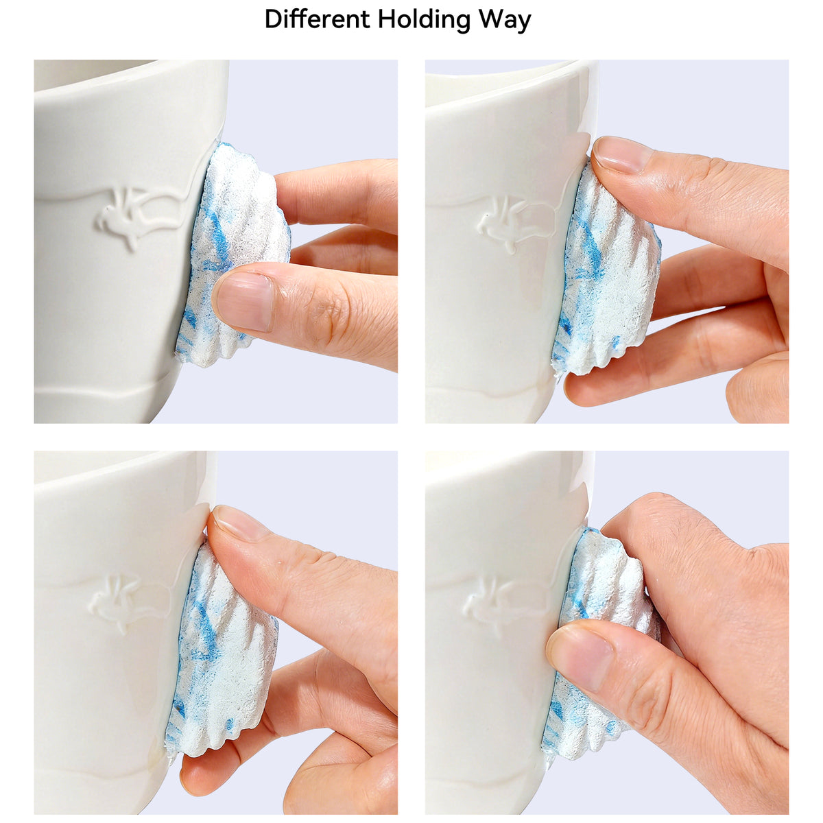 A close-up of a white ceramic mug featuring a handle designed like a 3D rock-climbing hold, showcasing its texture and grip-oriented design.