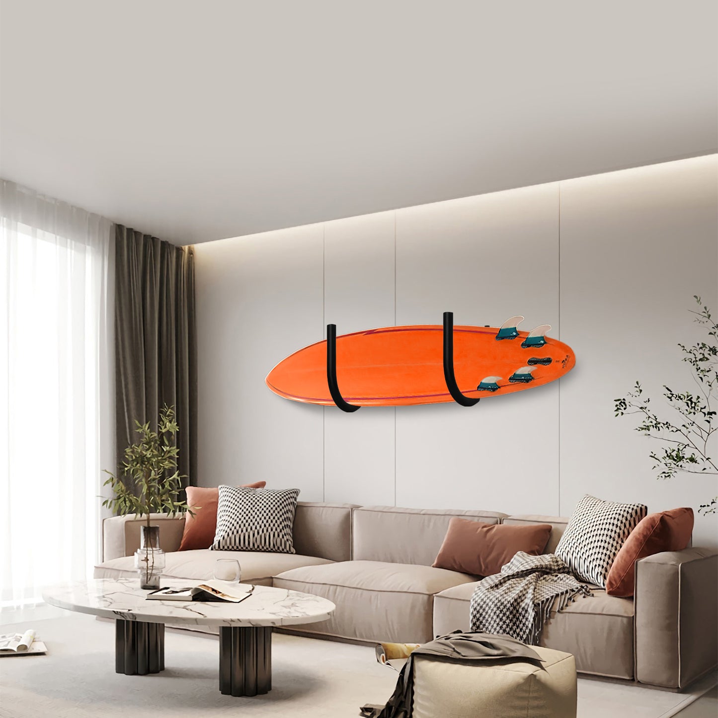 TWO STONES Surfboard Wall Mount | Surfboard Rack | Surf Board Wall Hangers | Longboard Wall Mount | Surf Rack for Wall and Roof