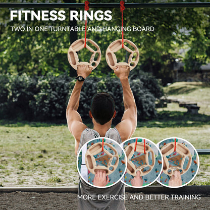 TWO STONES Portable Hangboard | Rock Climbing Training Board with Pockets |  Fitness Rings for Rock Climers