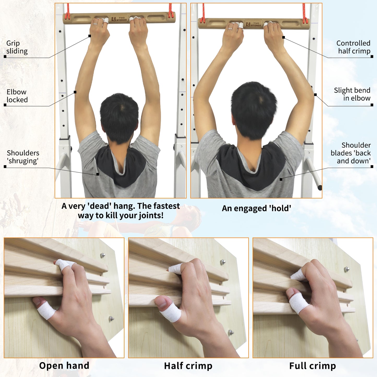 TWO STONES Portable Fingerboard as Rock Climbing Training Boards with Edges and Pockets, Portable Climbing Hangboard as Rock Climbing Finger Strengthener Training Indoor and Outdoor (CJ-HB2026)