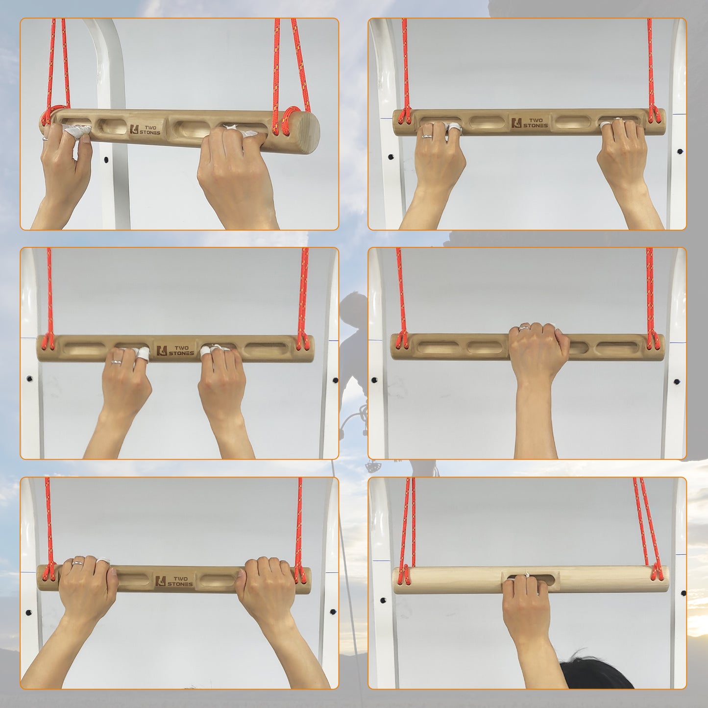 TWO STONES Portable Fingerboard as Rock Climbing Training Boards with Edges and Pockets, Portable Climbing Hangboard as Rock Climbing Finger Strengthener Training Indoor and Outdoor (CJ-HB2026)