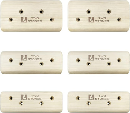TWO STONES Campus Rungs Set for Campus Board, Campus Board Holds for Bouldering Training, Wood Rock Climbing Holds for Campus Board Rungs(CJ-HB2040-MIX6-TS)