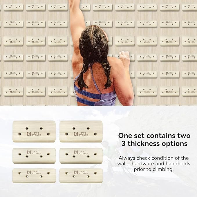 TWO STONES Campus Rungs Set for Campus Board, Campus Board Holds for Bouldering Training, Wood Rock Climbing Holds for Campus Board Rungs(CJ-HB2040-MIX6-TS)