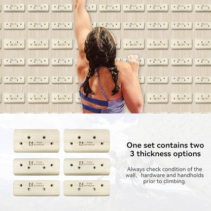 TWO STONES Campus Rungs Set for Campus Board, Campus Board Holds for Bouldering Training, Wood Rock Climbing Holds for Campus Board Rungs(CJ-HB2040-MIX6-TS)