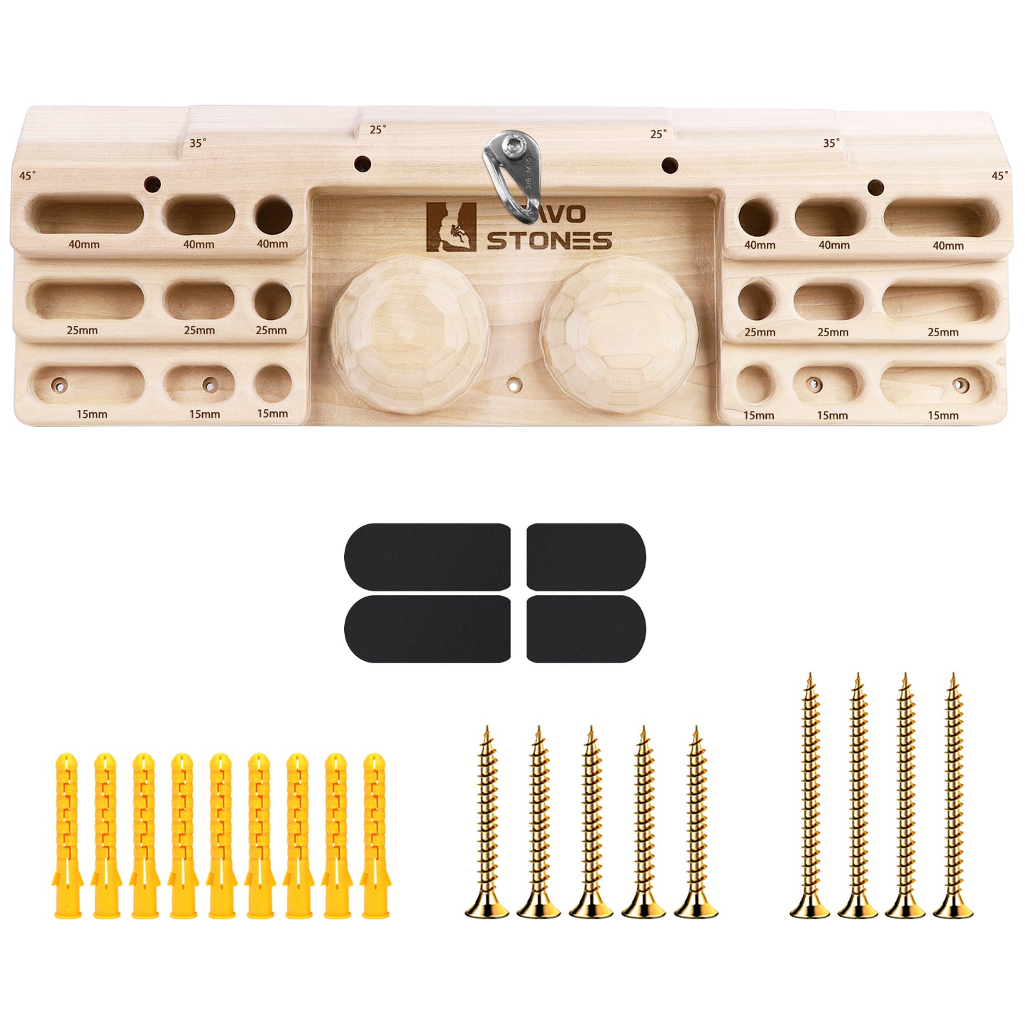 Two Stones Hangboard Rock Climbing Pull Up Bar Designed Training for Climbing, Wooden Fingerboard Climbing Finger Board Training Board for Building Core Strength and Endurance (CJ-HB2051)