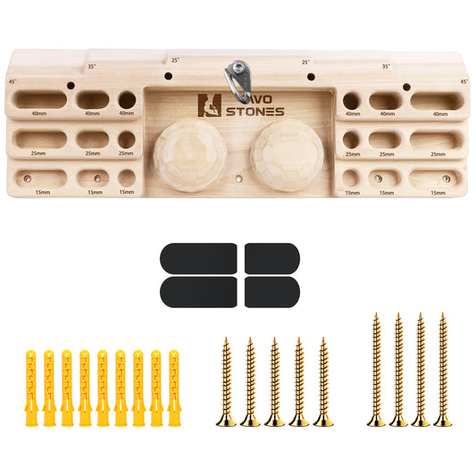 Two Stones Hangboard Rock Climbing Pull Up Bar Designed Training for Climbing, Wooden Fingerboard Climbing Finger Board Training Board for Building Core Strength and Endurance (CJ-HB2051)