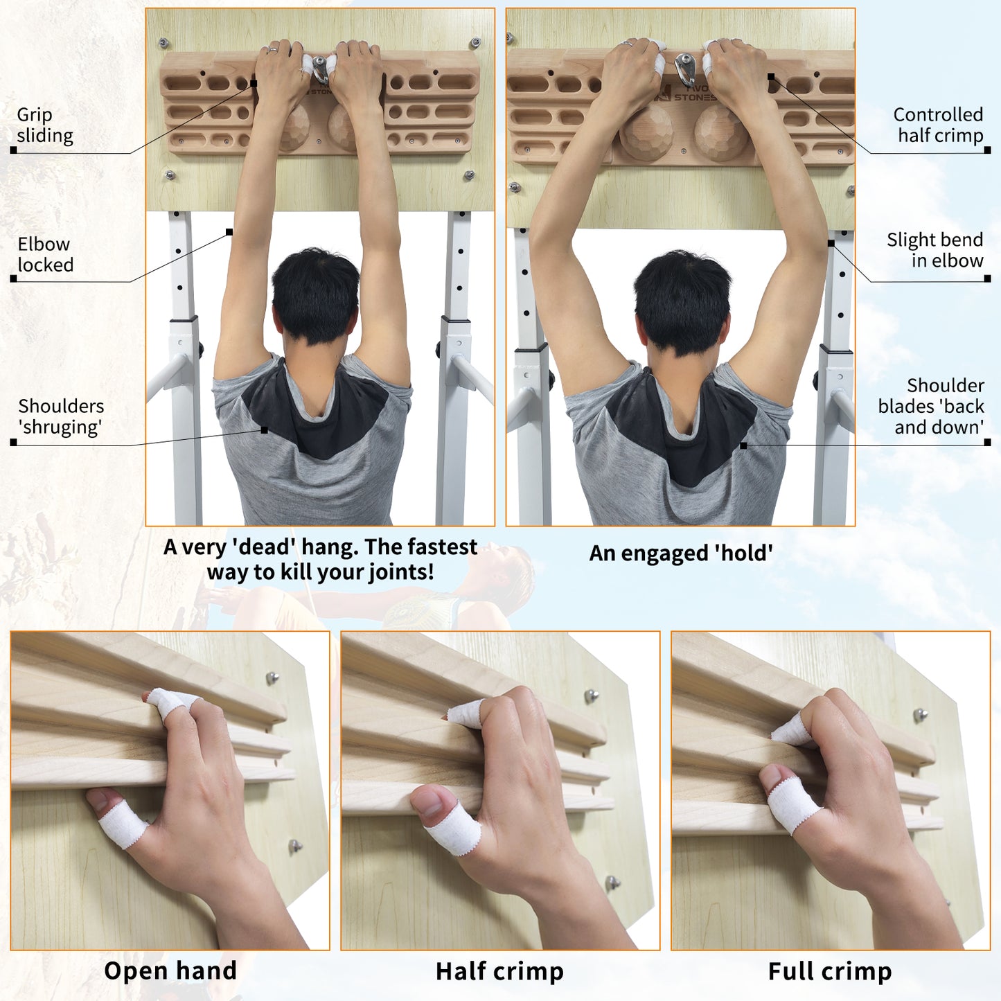 Two Stones Hangboard Rock Climbing Pull Up Bar Designed Training for Climbing, Wooden Fingerboard Climbing Finger Board Training Board for Building Core Strength and Endurance (CJ-HB2051)