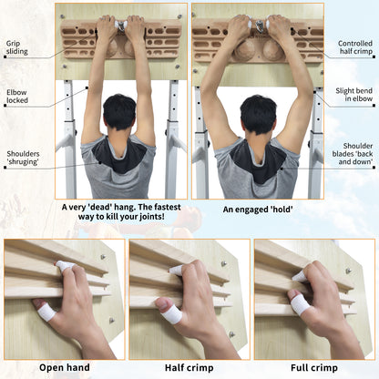Two Stones Hangboard Rock Climbing Pull Up Bar Designed Training for Climbing, Wooden Fingerboard Climbing Finger Board Training Board for Building Core Strength and Endurance (CJ-HB2051)