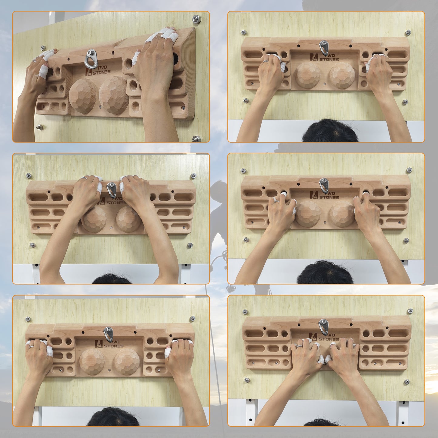 Two Stones Hangboard Rock Climbing Pull Up Bar Designed Training for Climbing, Wooden Fingerboard Climbing Finger Board Training Board for Building Core Strength and Endurance (CJ-HB2051)