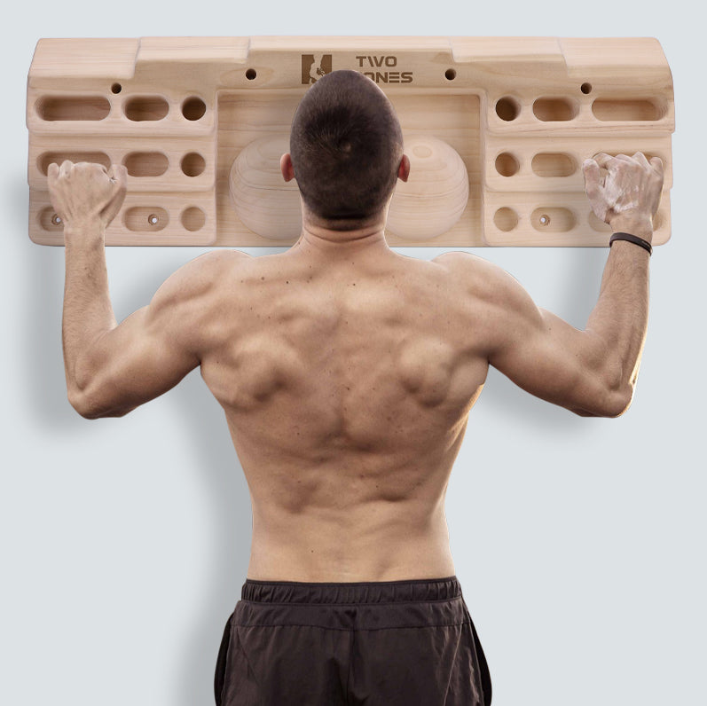 Two Stones Hangboard Rock Climbing Pull Up Bar Designed Training for Climbing, Wooden Fingerboard Climbing Finger Board Training Board for Building Core Strength and Endurance (CJ-HB2051)