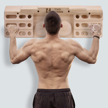Two Stones Hangboard Rock Climbing Pull Up Bar Designed Training for Climbing, Wooden Fingerboard Climbing Finger Board Training Board for Building Core Strength and Endurance (CJ-HB2051)