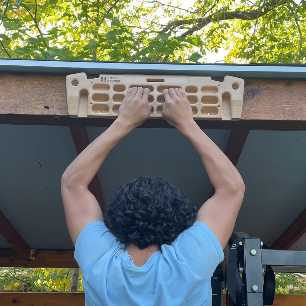 Hangboard Rock Climbing Hangboard with Phone Holder, Band Holder, Jugs, Cracks, Pinches, Pockets, Edges and Slopes; Wood Hang Board for Climbing