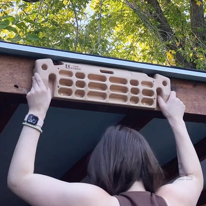 Hangboard Rock Climbing Hangboard with Phone Holder, Band Holder, Jugs, Cracks, Pinches, Pockets, Edges and Slopes; Wood Hang Board for Climbing