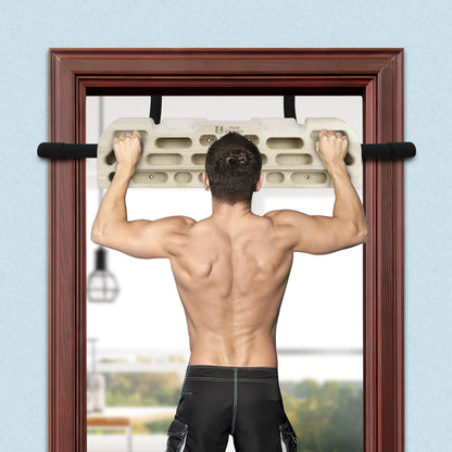 TWO STONES Hangboard Rock Climbing Hangboard for Door Way Pull Up Bar; Including Jugs, Pinches, Pockets, Edges and Slopes for Rock Climbing Training