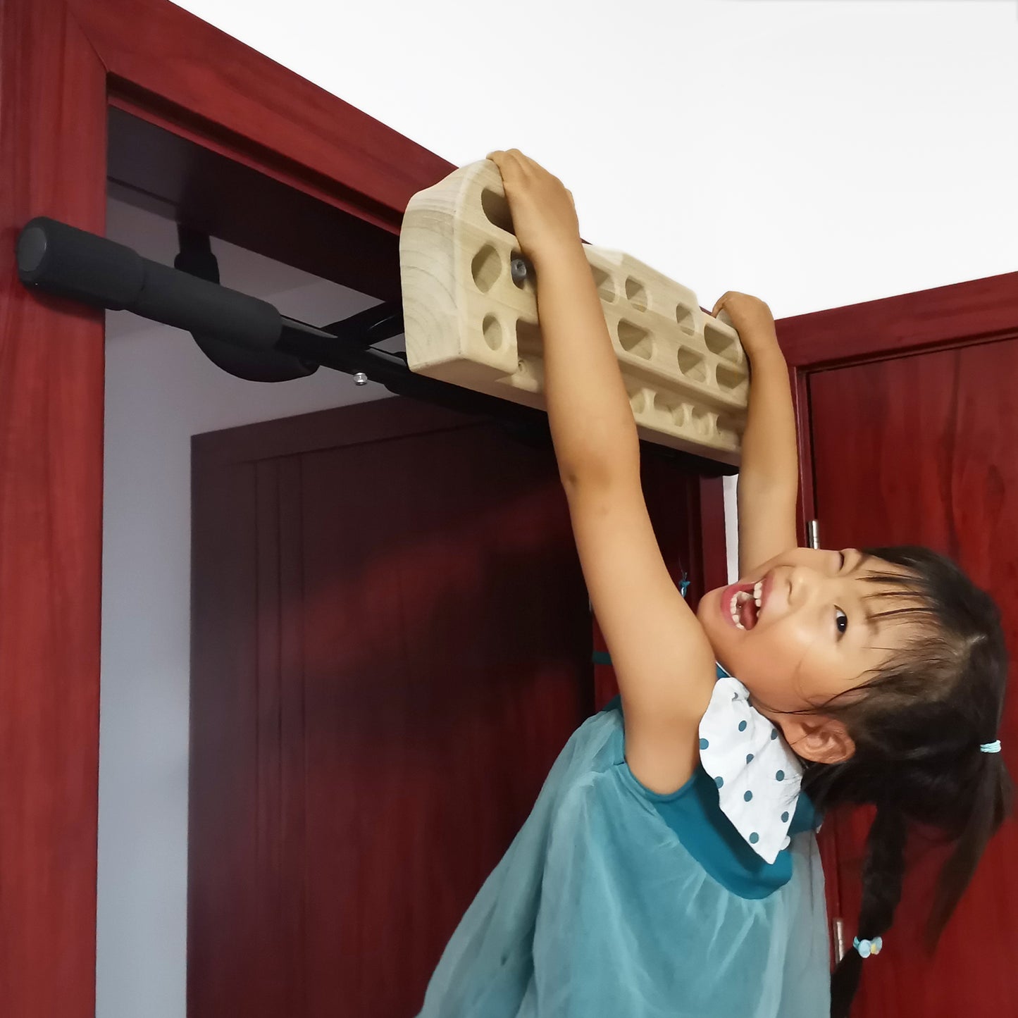 TWO STONES Hangboard Rock Climbing Hangboard for Door Way Pull Up Bar; Including Jugs, Pinches, Pockets, Edges and Slopes for Rock Climbing Training