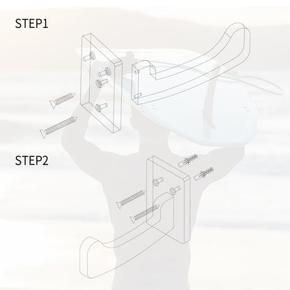 TWO STONES Surfboard Racks for The Wall, Surfboard Rack Hanger Works as a Shortboard, Skimboard & Longboard Hanger or Stand Indoor or Outdoor