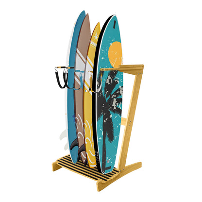 TWO STONES Vertical Surfboard Rack | Surfboard Stand - Surf Rack of Free Wall Mount, Freestanding Surf Board Holder for Shortboard, Paddleboard, Snowboard, Skateboard, Ski and Wakeboard(4 Boards)