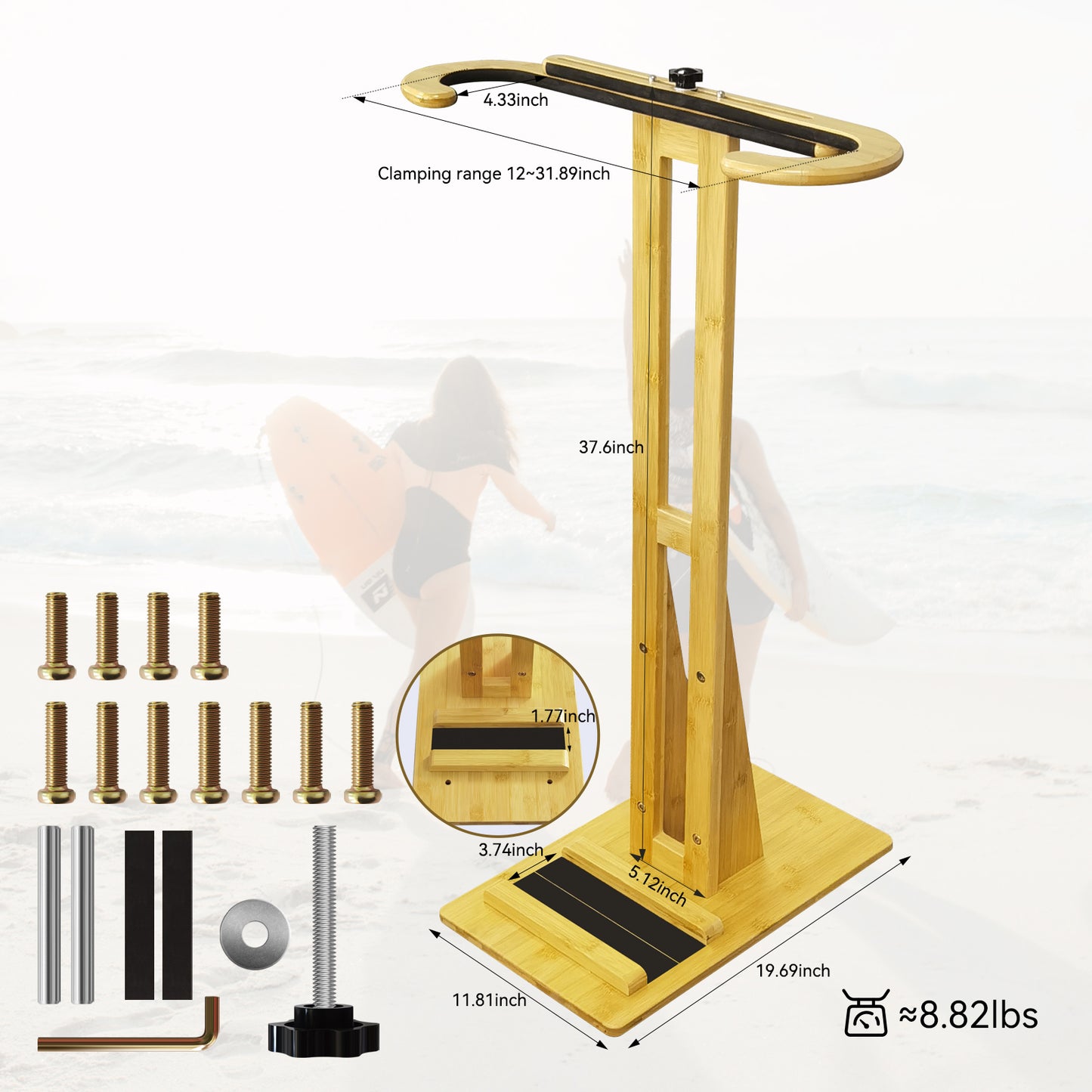 TWO STONES Paddle Board Rack Storage, Vertical Surfboard Stand, Surfboard Rack for Wall-Free to Display Indoor and Outdoor Hold Up to 80cm Width
