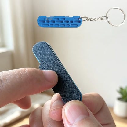 Blue hand and finger file for climbers to smooth rough skin and maintain fingertips
