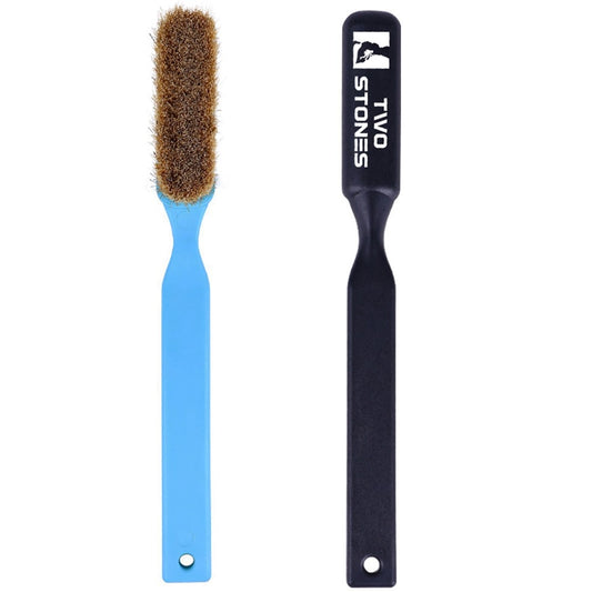 TWO STONES  Bouldering Brush with Ergonomic Handle Portable with Climbing Chalk Bag(Not Included) for Climbing Wall Holds (PT-16025-BK&DBL-TS)