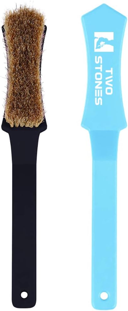 TWO STONES Climbing & Bouldering Brush with Natural Firm Boar's Hair Bristles and Durable Handle, Climbing Chalk Brush Designed for Ultimate Performance on Climbing Wall Indoor or Outdoor(PT-18005-BK&LBL-TS)