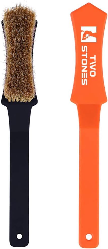 TWO STONES Climbing & Bouldering Brush with Natural Firm Boar's Hair Bristles and Durable Handle, Climbing Chalk Brush Designed for Ultimate Performance on Climbing Wall Indoor or Outdoor(PT-18005-BK&OG-TS)