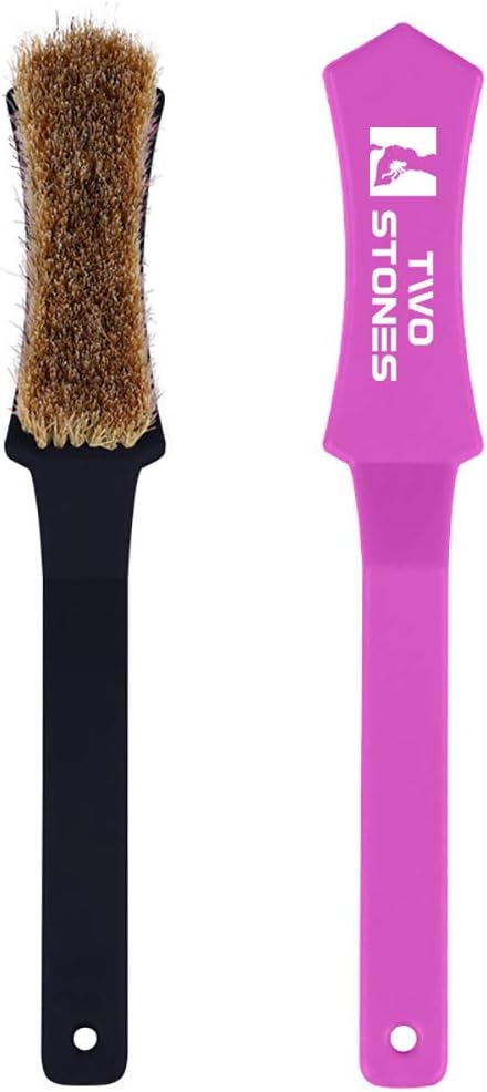 TWO STONES Climbing & Bouldering Brush with Natural Firm Boar's Hair Bristles and Durable Handle, Climbing Chalk Brush Designed for Ultimate Performance on Climbing Wall Indoor or Outdoor(PT-18005-BK&PP-TS)